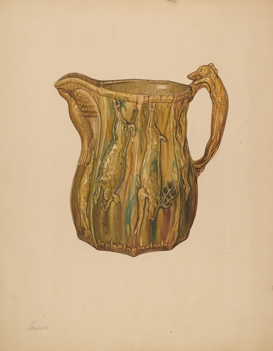 Pitcher by Giacinto Capelli, index of american design, 1938