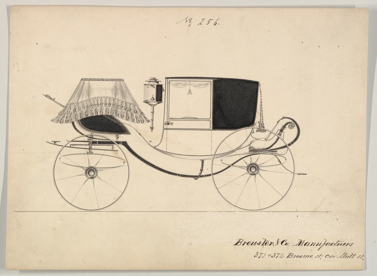 Coupe/ Dress Chariot #256 by Brewster & Co., drawing, 1850-1870