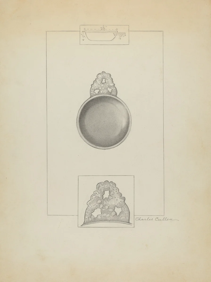 Pewter Porringer by Charles Cullen, index of american design, 1936