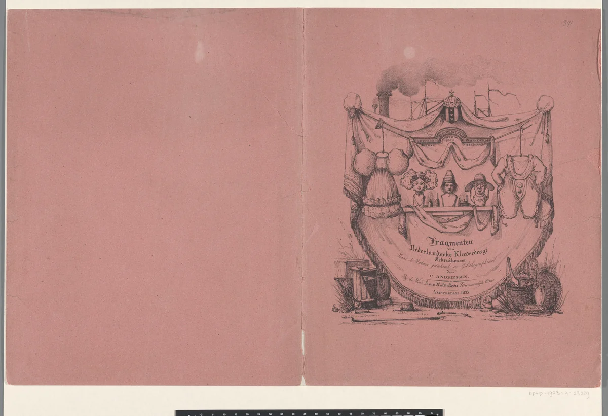 Omslag Fragmenten van Nederlandsche kleederdragt by Christiaan Andriessen, print, 1833