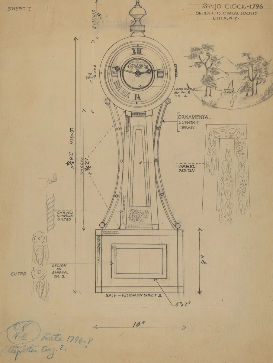 Banjo Clock by American 20th Century, index of american design, 1935-1942
