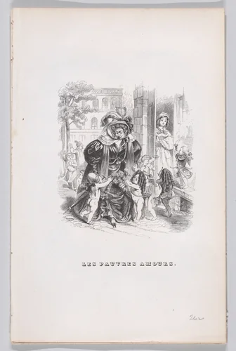 The Poor Putti, from "The Complete Works of Béranger" by J. J. Grandville, print, 1836