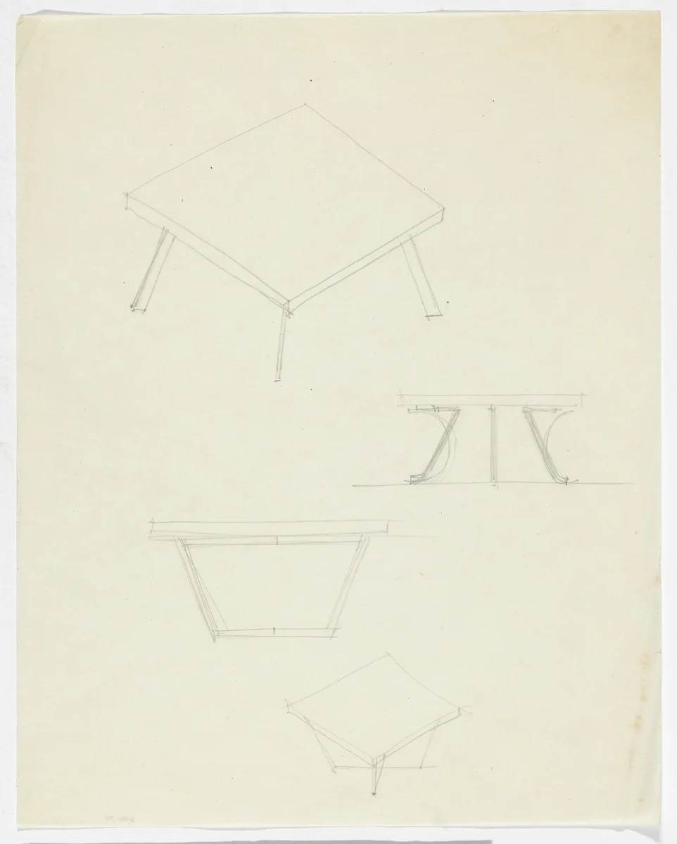Table (Elevation sketches, perspective sketches) by Ludwig Mies van der Rohe, mies van der rohe archive, 1926