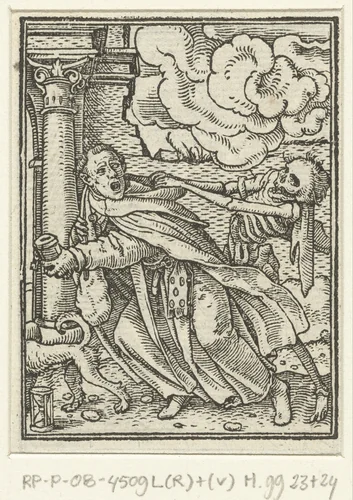 Monnik en de Dood by Hans Holbein, print, 1524-1526