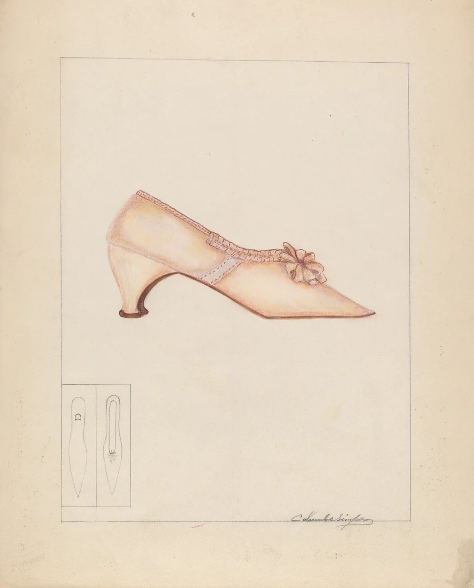 Woman's Shoe by Columbus Simpson, index of american design, 1937