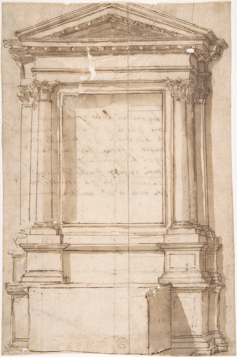 Architectural Frame for Altar by anonymous, drawing, 1500-1600