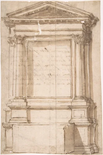 Architectural Frame for Altar by anonymous, drawing, 1500-1600