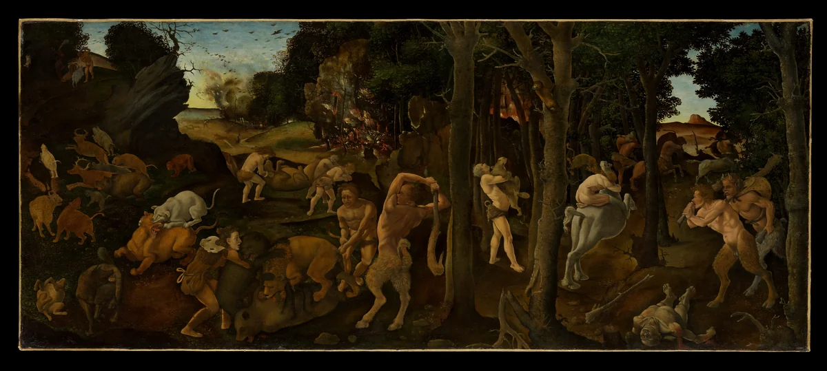 A Hunting Scene by Piero di Cosimo, painting, 1494-1500