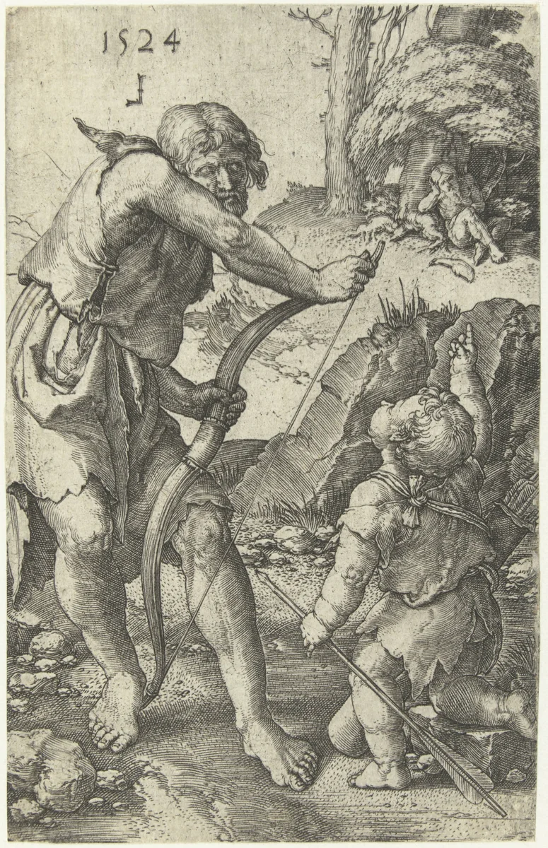 Lamech en Kaïn by Unknown, print, 1524