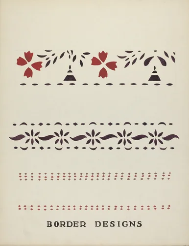 Border Designs From Proposed Portfolio "Maine Wall Stencils" by Mildred E. Bent, index of american design, 1935-1942