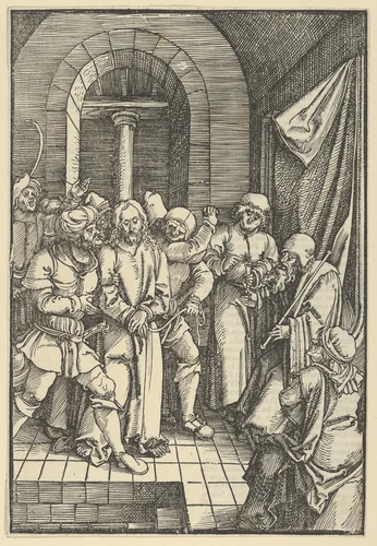 Christ before Annas, from Speculum passionis domini nostri Ihesu Christi by Hans Schäufelein, print, 1507