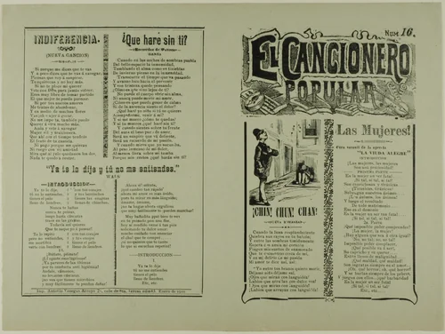 El cancionero popular, num. 16 (The Popular Songbook, No. 16) by José Guadalupe Posada, print, 1871-1913
