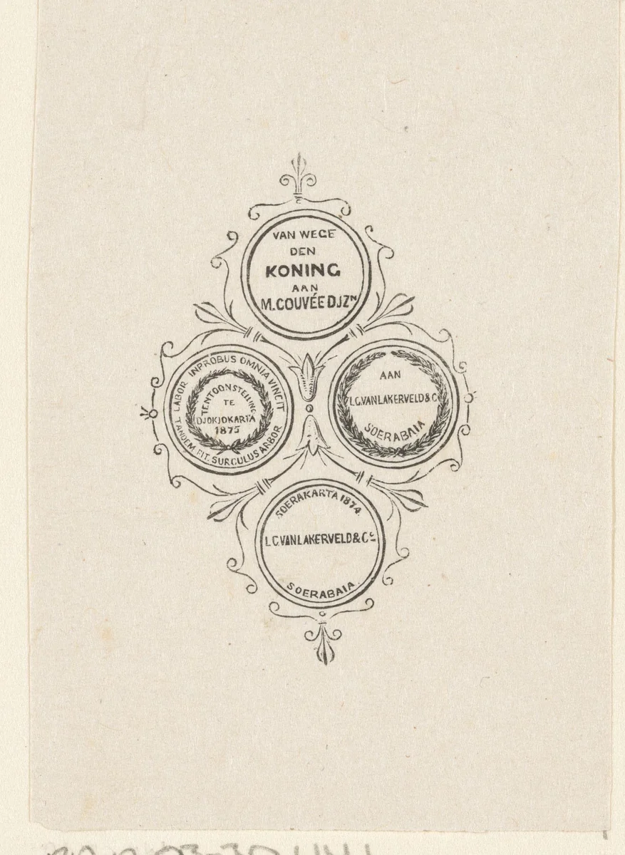 Penningen ter gelegenheid van tentoonstellingen te Java by Isaac Weissenbruch, print, 1874-1876