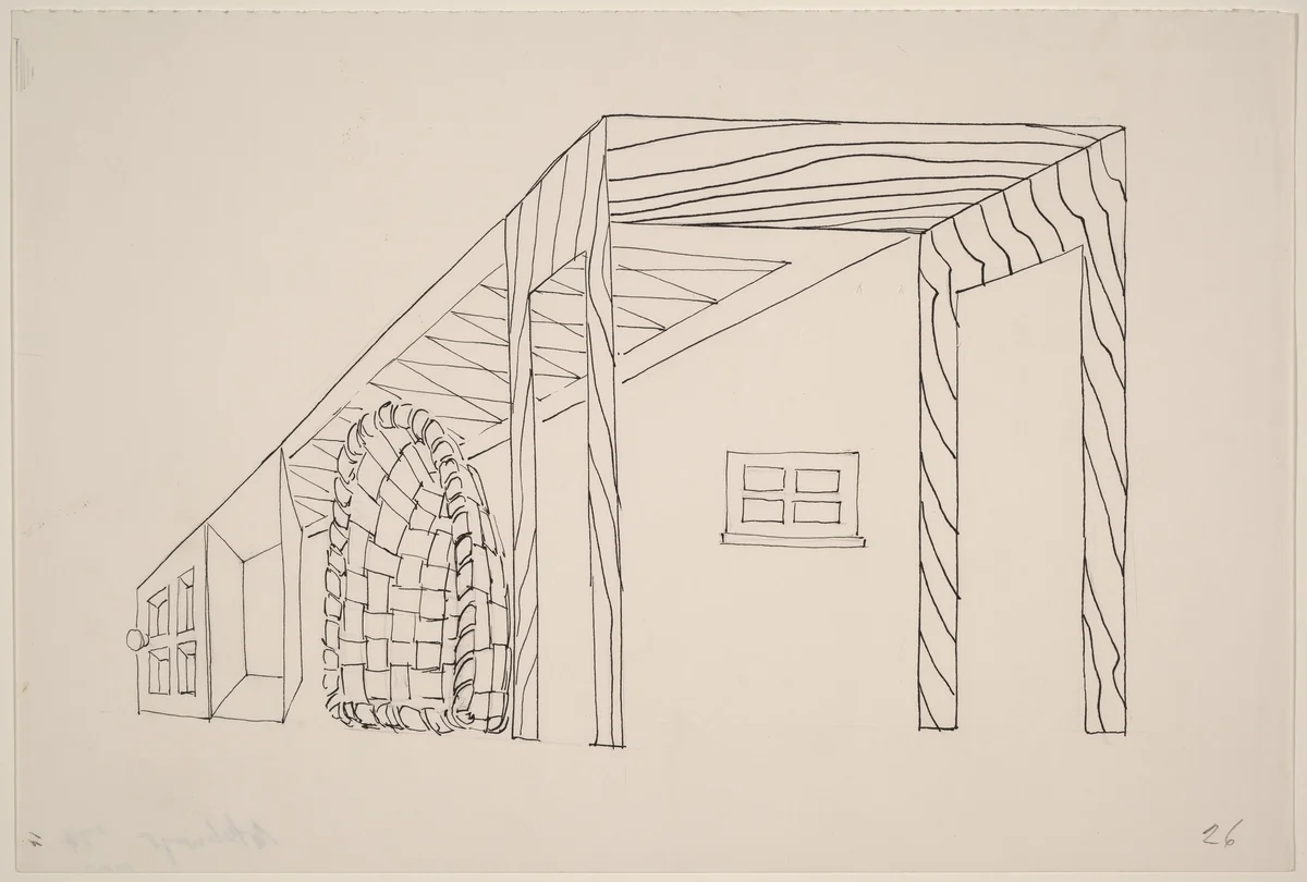 Basket, Table, Door, Window, Mirror, Rug #25 by Richard Artschwager, drawing, 1974