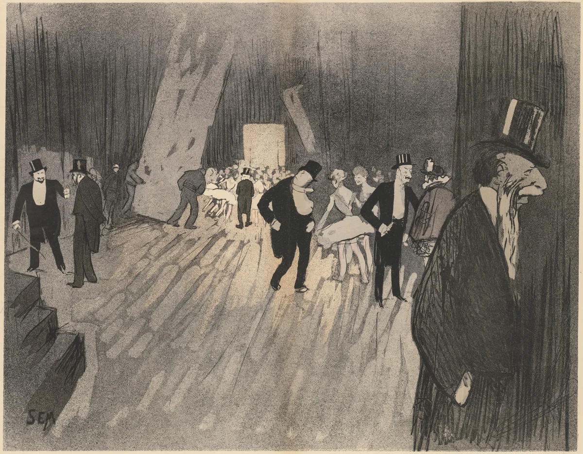 Backstage of the Ballet by Sem, print, 1895-1905