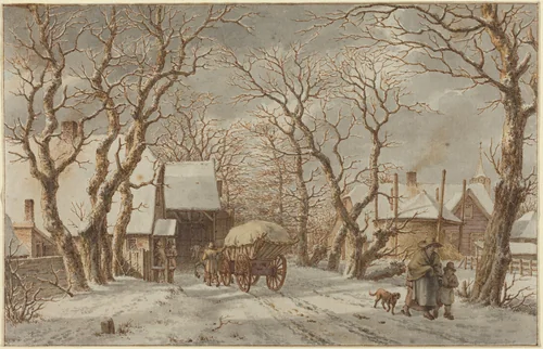 Winter Scene by Jacob Cats, drawing, 1790