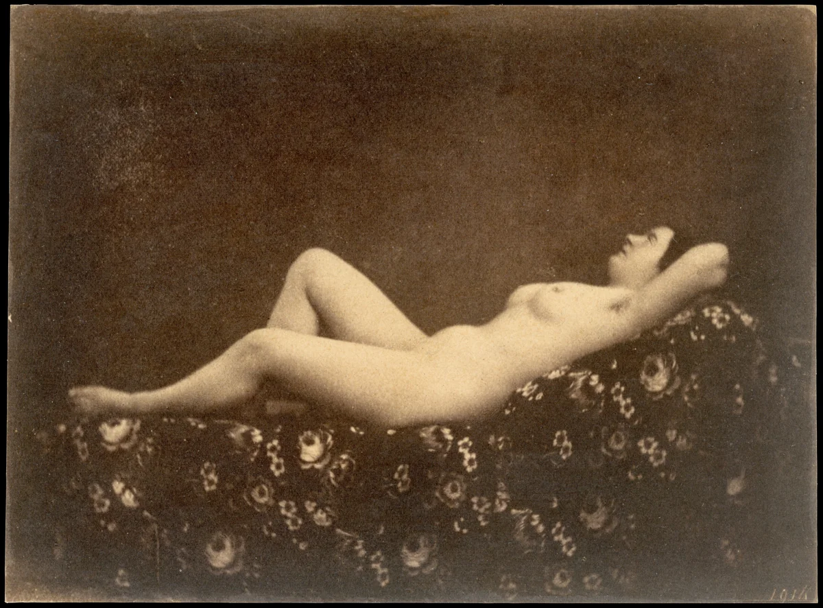 [Female Nude, Reclining, in Profile] by Julien Vallou de Villeneuve, photograph, 1851-1855