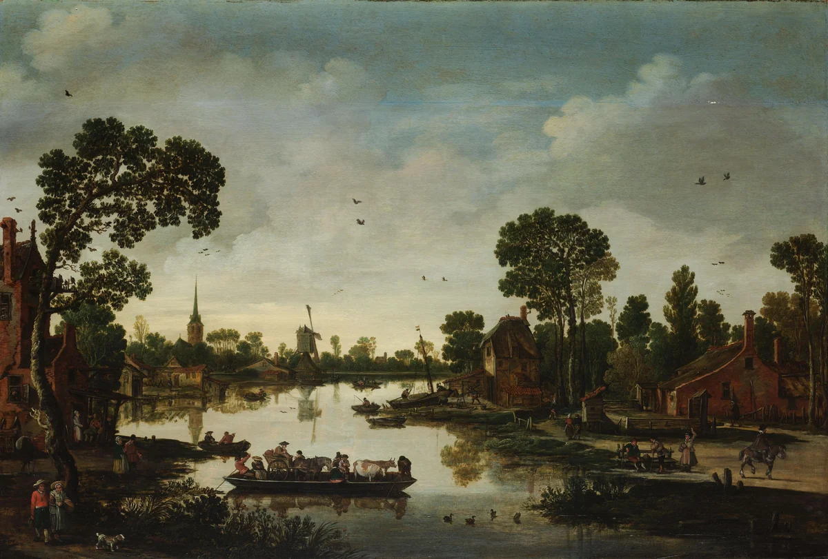 The Cattle Ferry by Esaias van de Velde, painting, 1622