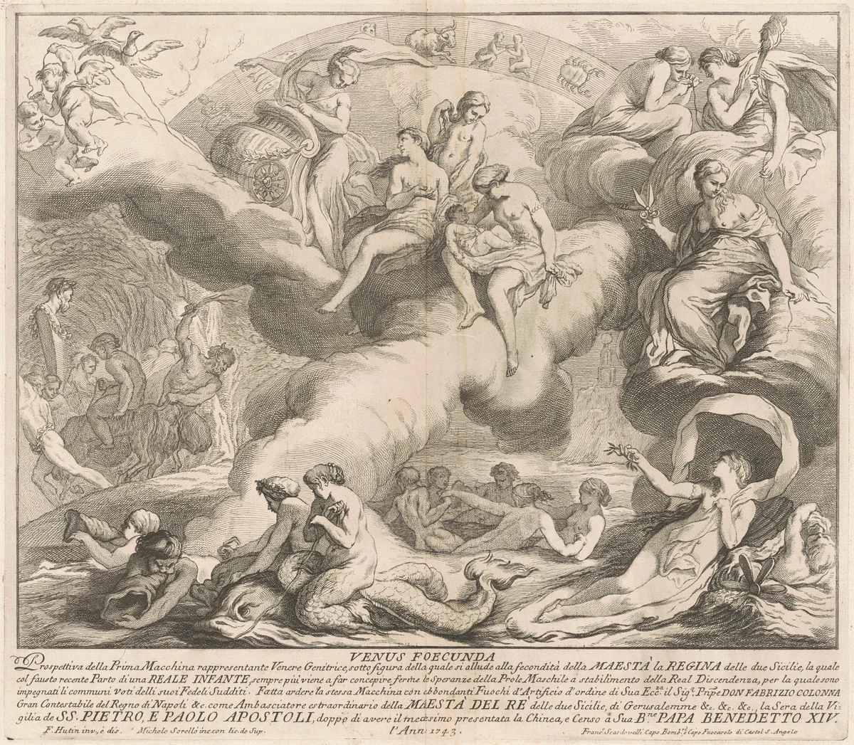 The Prima Macchina for the Chinea of 1743: Venus Genetrix by Miguel de Sorellò; François Hutin, print, 1743