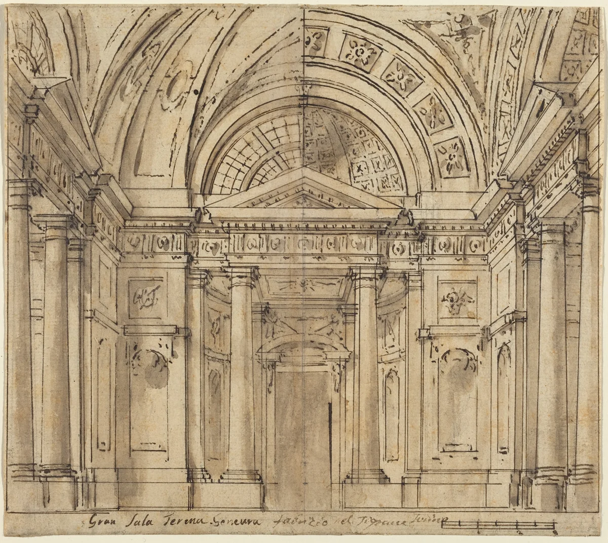 Design for Entrance to a Hall by Fabrizio Galliari, drawing, 1709-1790