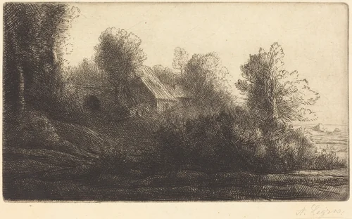 View of a Farm, 2nd plate (La ferme de Bienheureux) by Alphonse Legros, print, 1837-1911