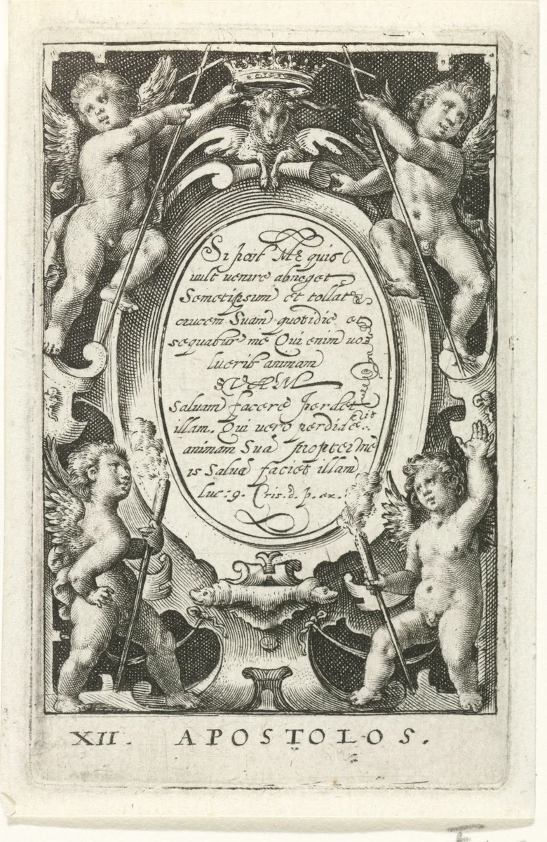 Titelprent voor een serie met de twaalf apostelen by Crispijn van de Passe, print, 1574-1637