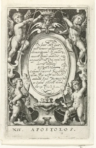 Titelprent voor een serie met de twaalf apostelen by Crispijn van de Passe, print, 1574-1637