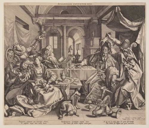 Allegory of Lust, Wealth and Stupidity by Raphael Sadeler I, print, 1588