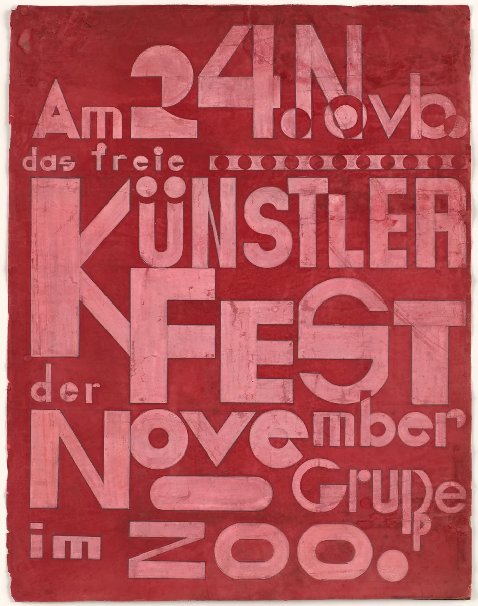 Poster design (unrealized) for November Group Artists' Festival (Künstlerfest der Novembergruppe) by Moriz Melzer, drawing, 1920