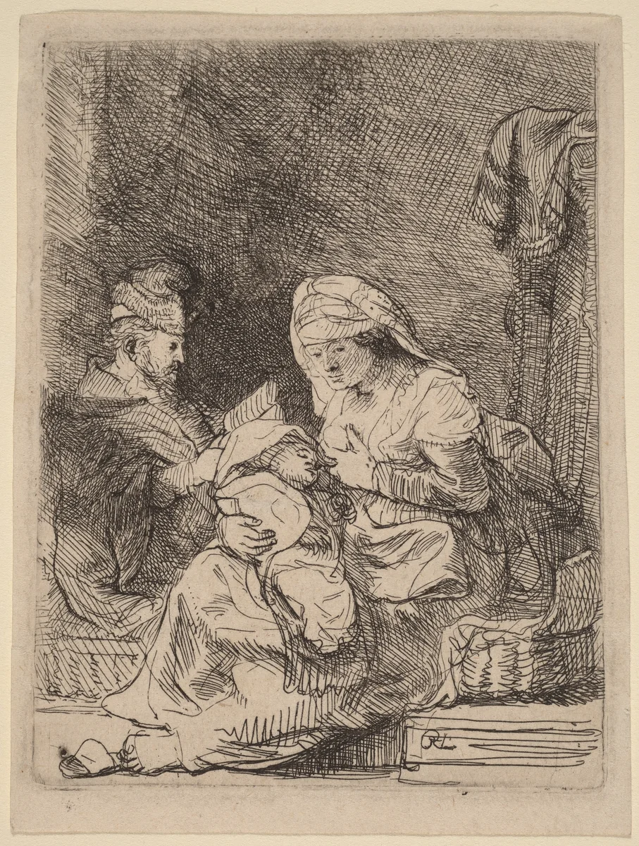 The Holy Family by Rembrandt van Rijn, print, 1632