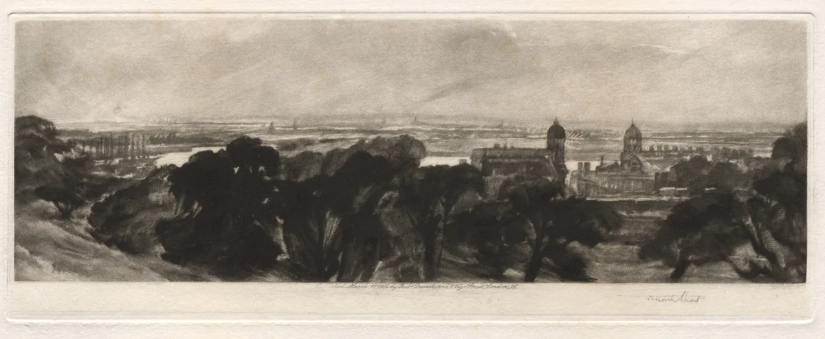 London from Greenwich by Frank Short, print, 1904