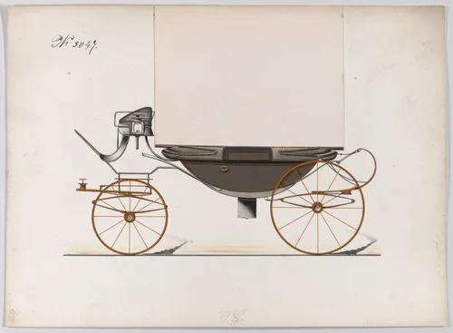Design for Landau, No. 3047 by Brewster & Co., drawing, 1874