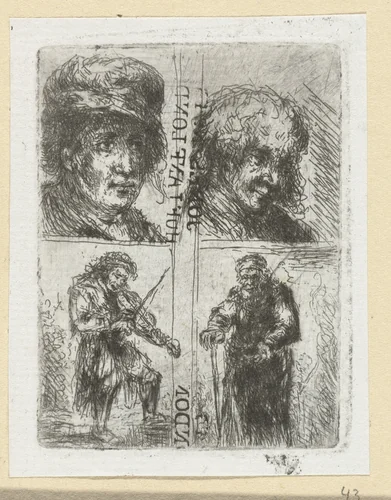Vier mannen by Jan Chalon, print, 1748-1795