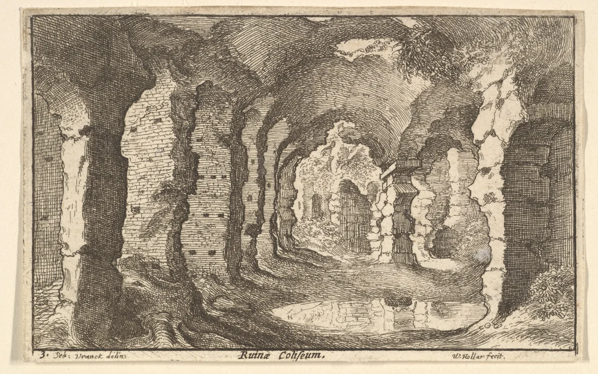 Ruinae Coliseum, from "Roman Ruins" by Wenceslaus Hollar, print, 1645-1655