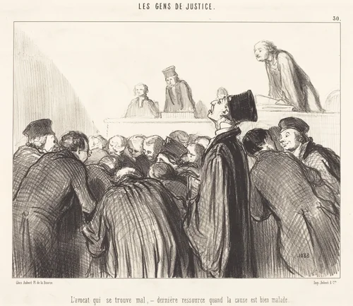 L'Avocat que se trouve mal by Honoré Daumier, print, 1846