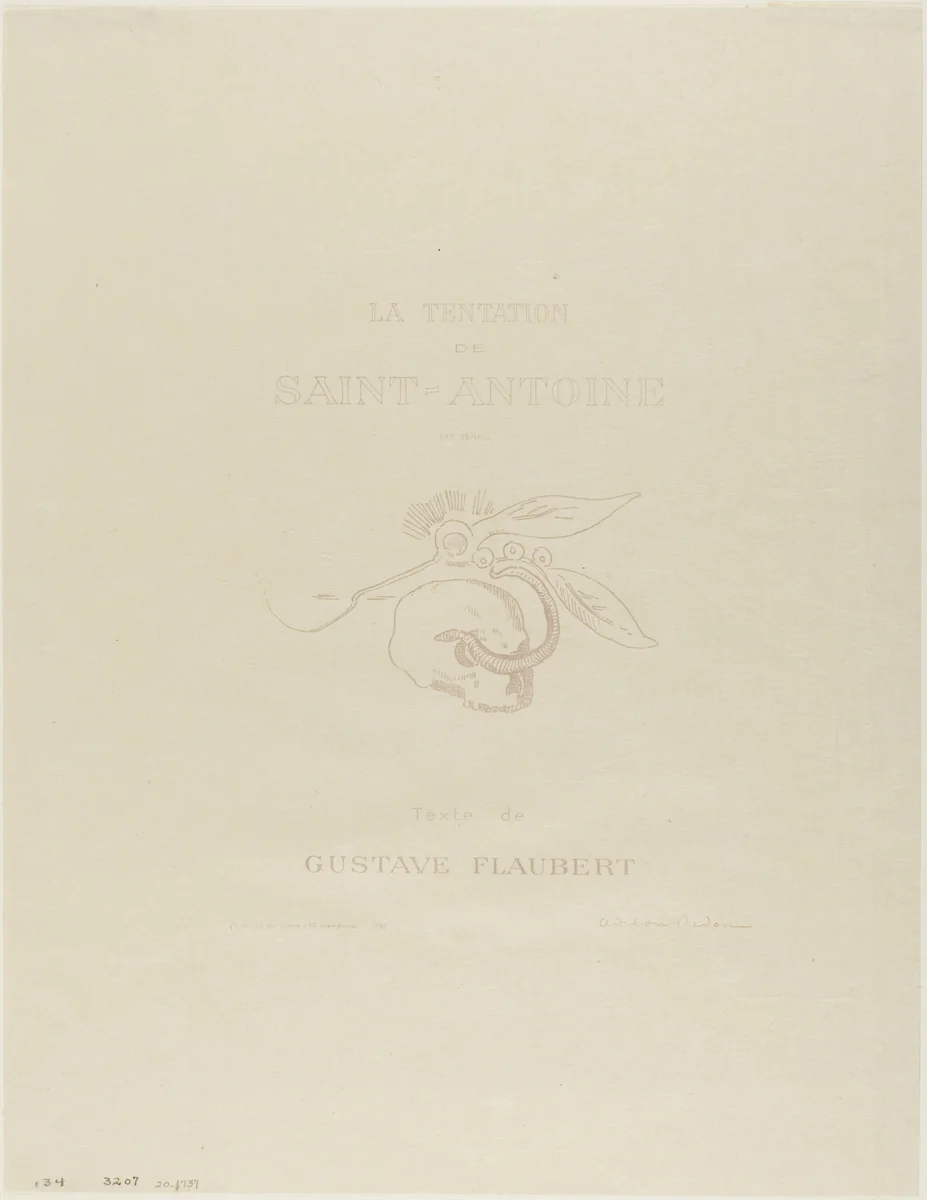 Frontispiece/Title Plate for the Tentation de St. Antoine by Odilon Redon, print, 1896