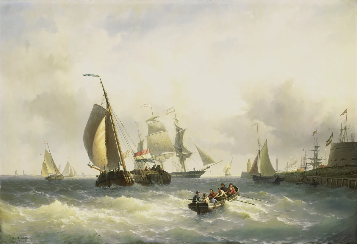 Anchorage at Bremerhaven by Willem Gruyter jr., painting, 1868