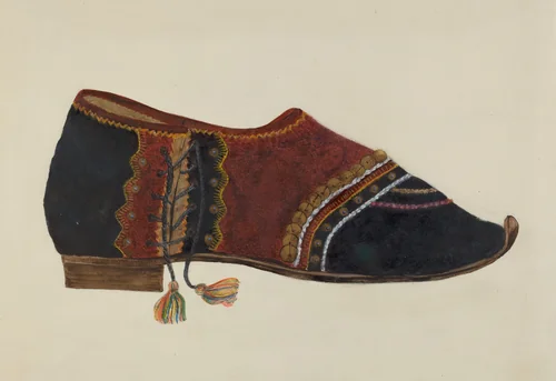Man's Dancing Shoe by Ann Gene Buckley, index of american design, 1936