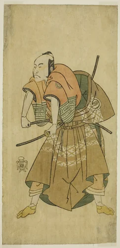 The Actor Sawamura Sojuro II as Omi no Kotoda (?) in the Play Shuen Soga Omugaeshi (?), Performed at the Ichimura Theater (?) in the Second Month, 1768 (?) by Katsukawa Shunsho (勝川 春章), print, 1763-1773