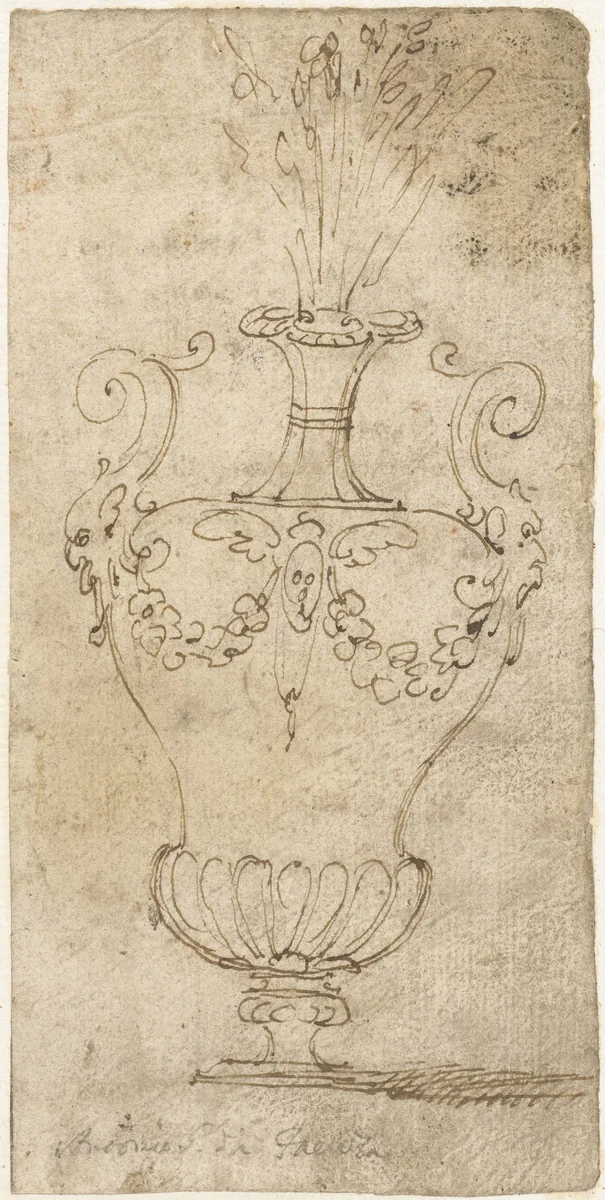 Siervaas met bloemen by Unknown, drawing, 1544-1621