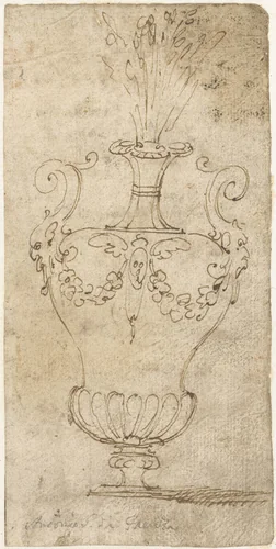 Siervaas met bloemen by Unknown, drawing, 1544-1621