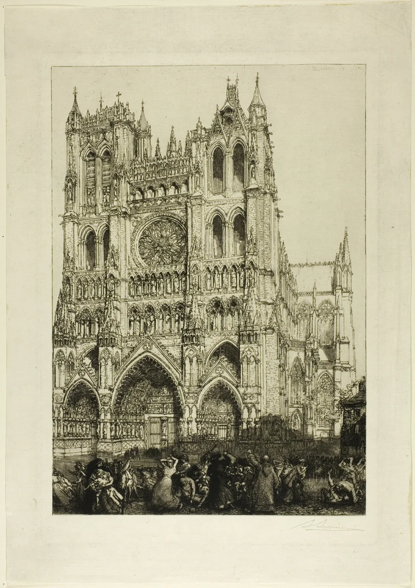 Amiens Cathedral by Louis Auguste Lepère, print, 1907