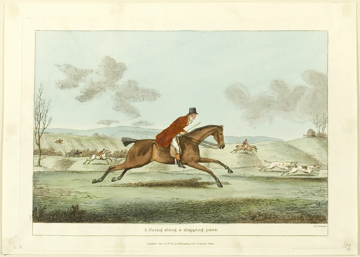 Going Along a Slapping Pace, plate one from Indispensable Accomplishments by Robert Frankland, print, 1811