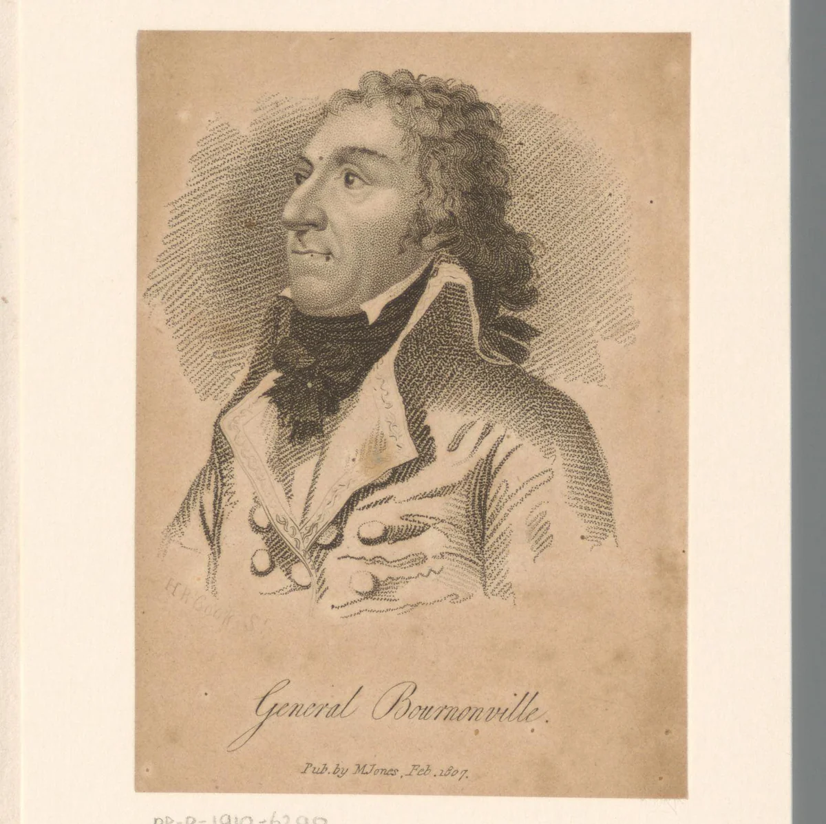 Portret van generaal Bournonville by Henry Richard Cook, print, 1807