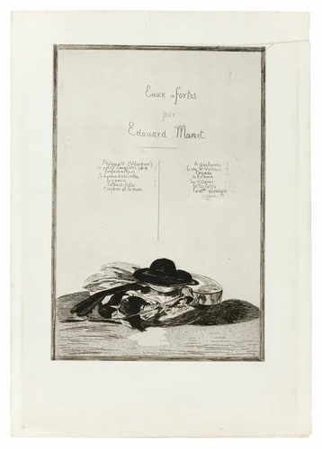 Hat and Guitar, Frontispiece for the edition of fourteen etchings by Édouard Manet, print, 1862-1863