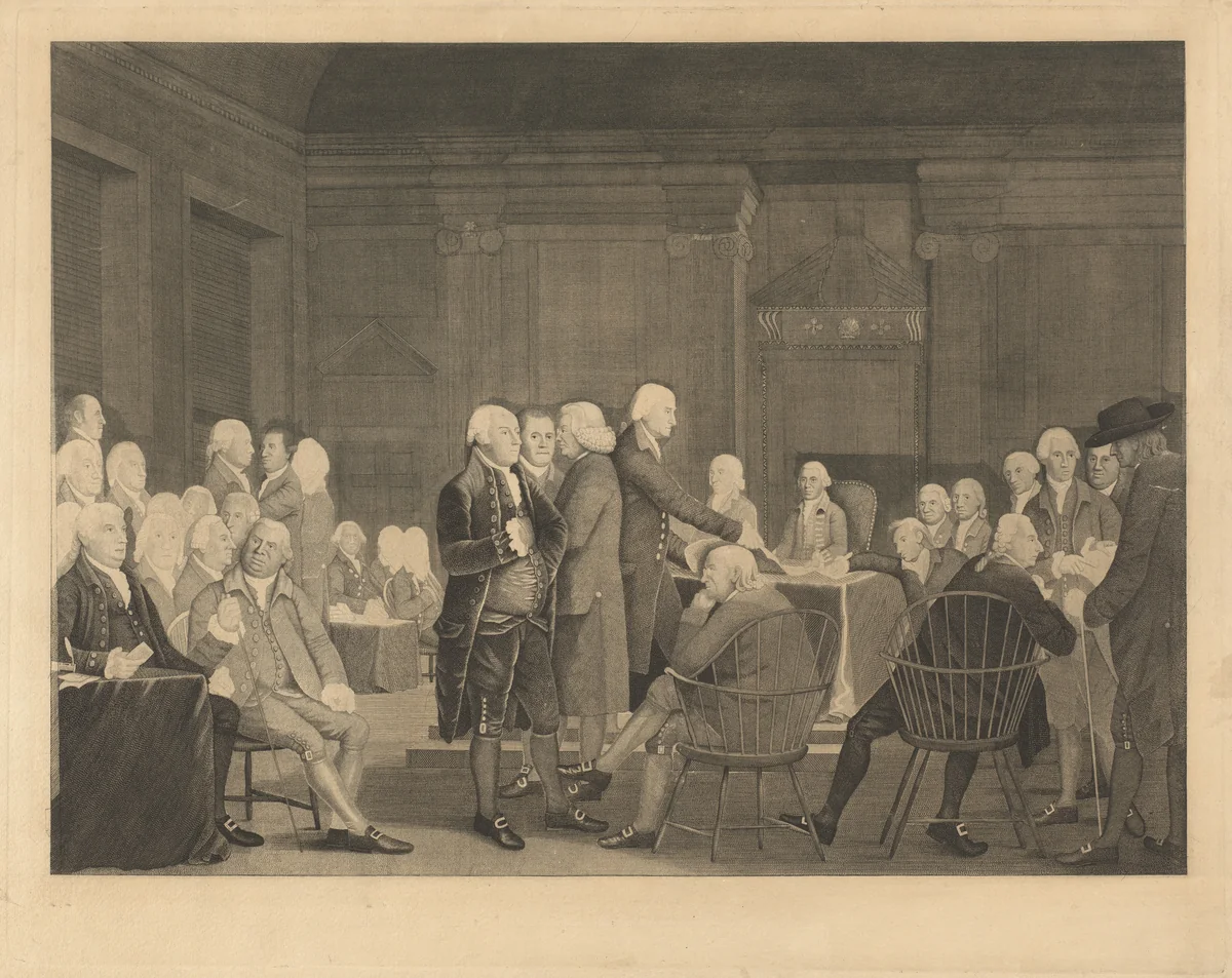 Congress Voting Independence by Edward Savage; Robert Edge Pine, print, 1800-1906