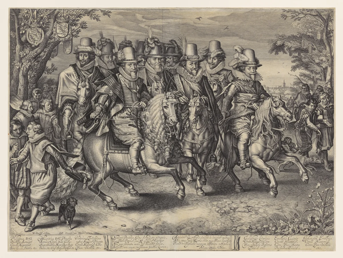 Cavalcade of Eleven Princes of the House of Nassau-Orange by Willem Jacobsz Delff, print, 1621