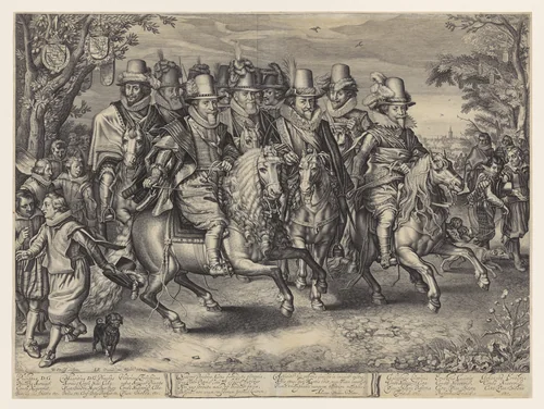 Cavalcade of Eleven Princes of the House of Nassau-Orange by Willem Jacobsz Delff, print, 1621