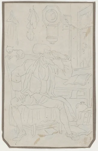 Tracing of scene from Dr. Syntax by Thomas Rowlandson, drawing, 1819