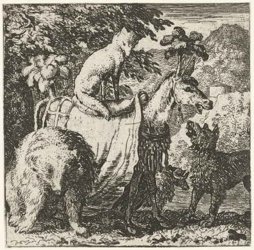 Reinaert de vos en zijn maten by Allaert van Everdingen, print, 1665-1675